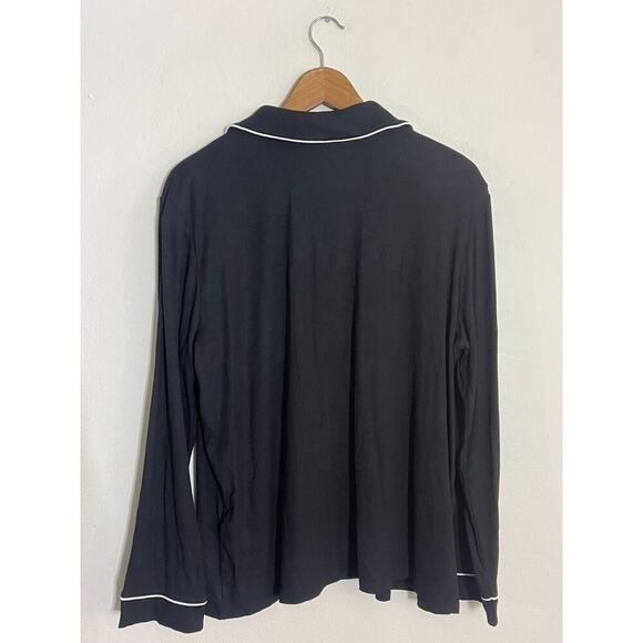 State of Day L Pajama Luxury Lounge 2 Piece Shirt Black Soft Ribbed Wide Leg New - Picture 4 of 6